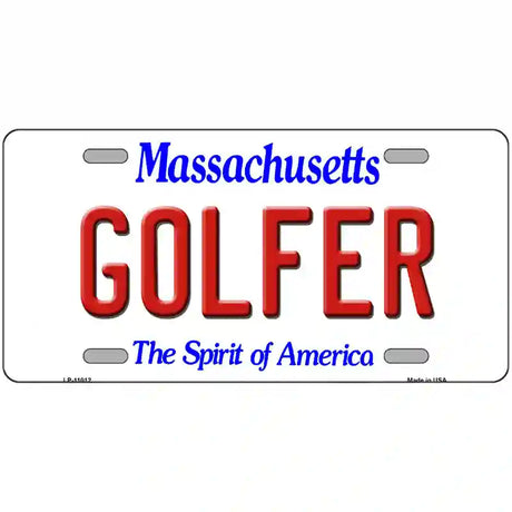 Golfer Massachusetts Metal Novelty License Plate 12" x 6" (LP)