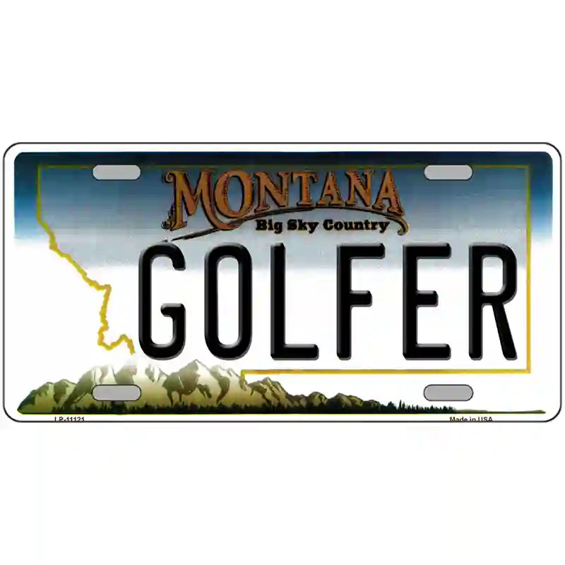 Golfer Montana State Novelty License Plate 12" x 6" (LP)