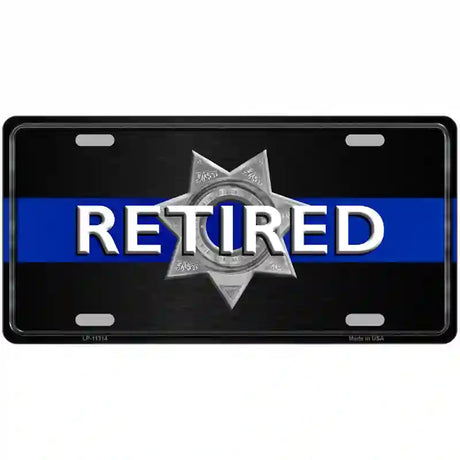 Thin Blue Line Retired Police Metal Novelty License Plate 12" x 6" (LP)