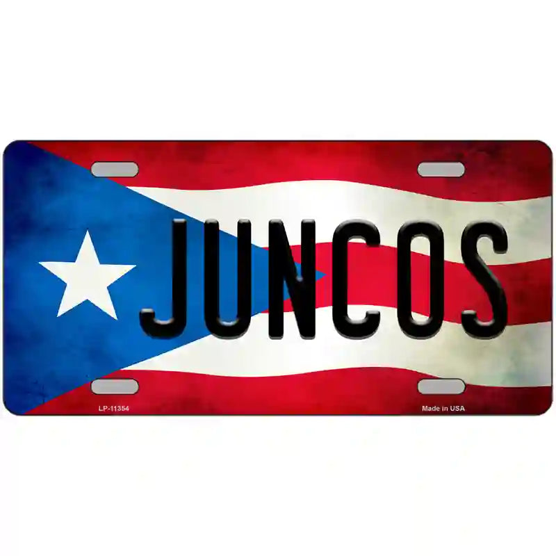 Juncos Puerto Rico Flag License Plate Metal Novelty 12" x 6" (LP)