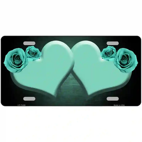 Hearts Over Roses In Mint Novelty License Plate 12" x 6" (LP)