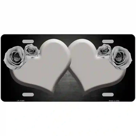 Hearts Over Roses In Gray Novelty License Plate 12" x 6" (LP)