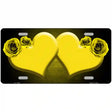 Hearts Over Roses In Yellow Novelty License Plate 12" x 6" (LP)