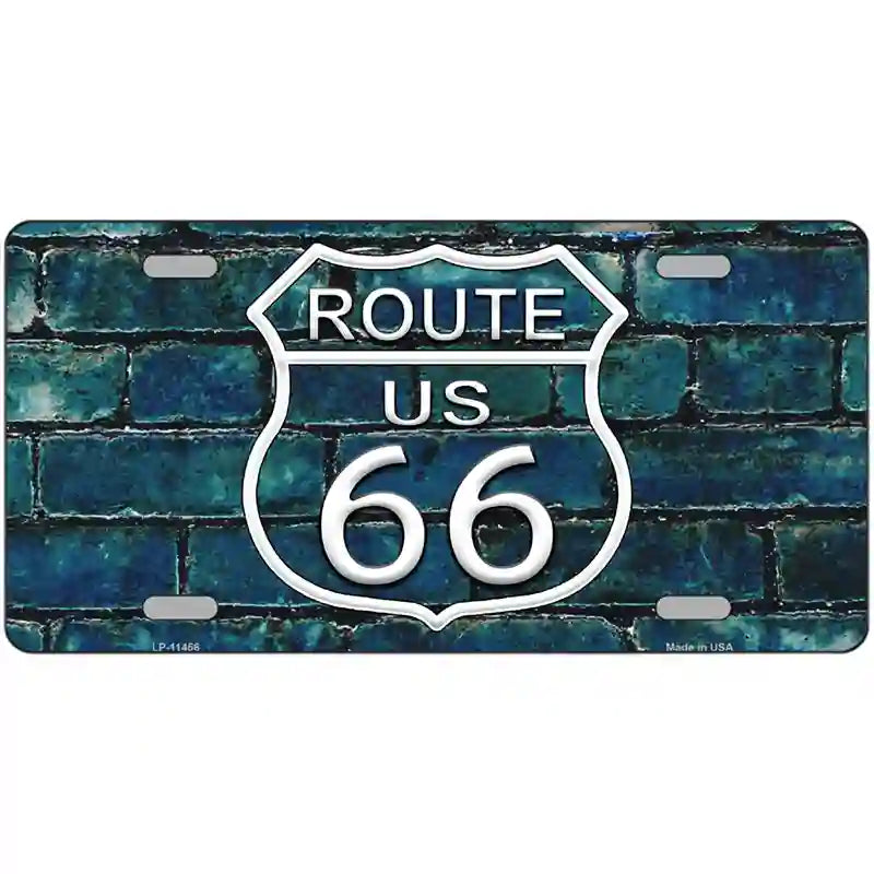 Route 66 Blue Brick Wall Novelty License Plate 12" x 6" (LP)