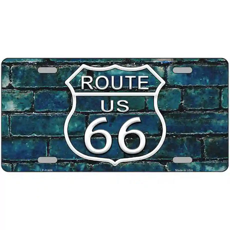 Route 66 Blue Brick Wall Novelty License Plate 12" x 6" (LP)