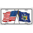 New York Crossed US Flag License Plate 12" x 6" (LP)