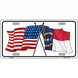 North Carolina Crossed US Flag License Plate 12" x 6" (LP)