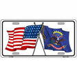 North Dakota Crossed US Flag License Plate 12" x 6" (LP)