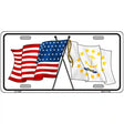 Rhode Island Crossed US Flag License Plate 12" x 6" (LP)