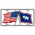 Wyoming Crossed US Flag License Plate 12" x 6" (LP)