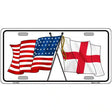 England Crossed US Flag License Plate 12" x 6" (LP)