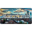 Massachusetts Sunset Skyline Novelty Metal State License Plate 12" x 6" (LP)