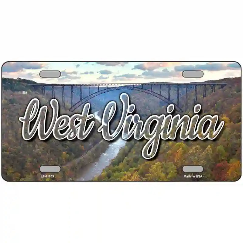 West Virginia River Bridge Novelty Metal State License Plate 12" x 6" (LP)