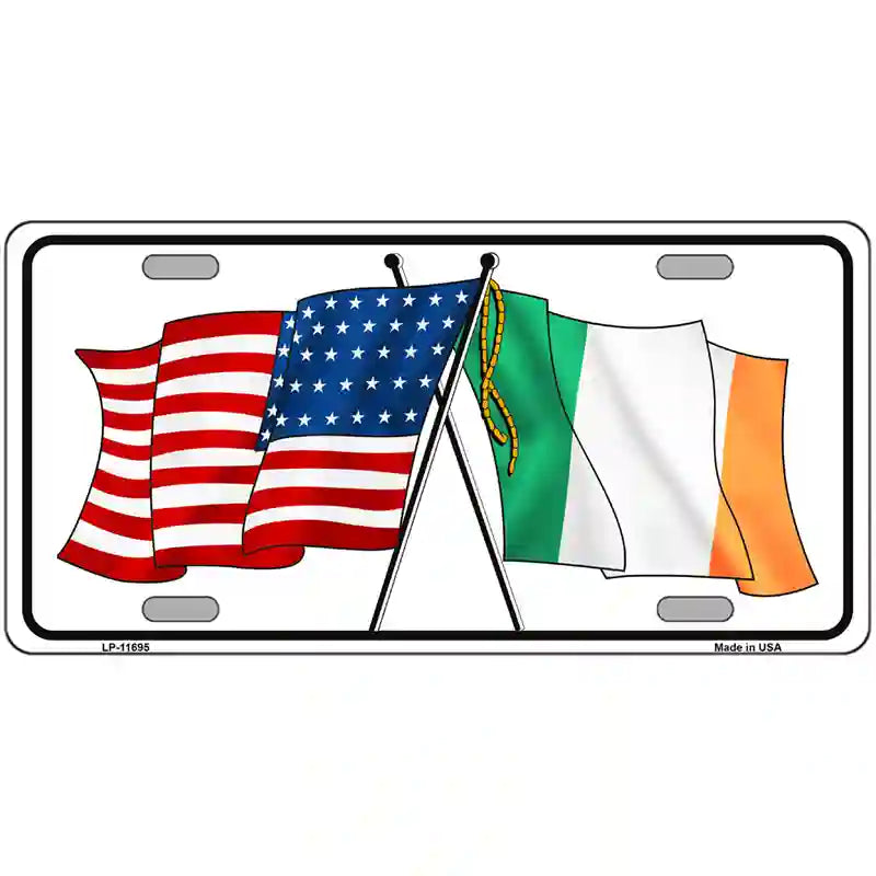 Ireland USA Crossed Flag Novelty License Plate 12" x 6" (LP)