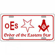 Order Of The Eastern Star Novelty Metal License Plate 12" x 6" (LP)