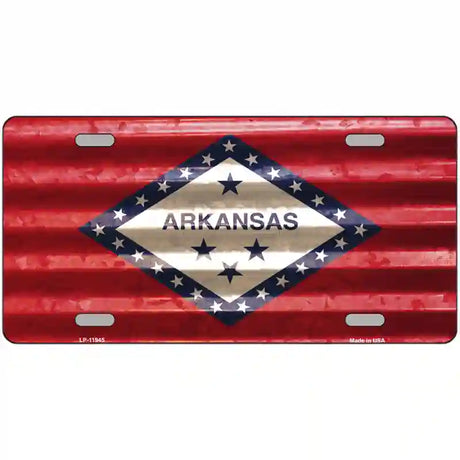 Arkansas Corrugated Flag Novelty License Plate 12" x 6" (LP)