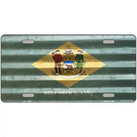 Delaware Corrugated Flag Novelty License Plate 12" x 6" (LP)