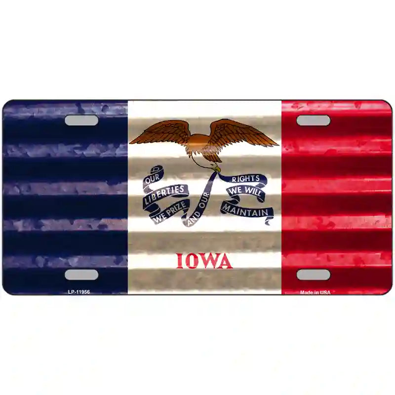 Iowa Corrugated Flag Novelty License Plate 12" x 6" (LP)