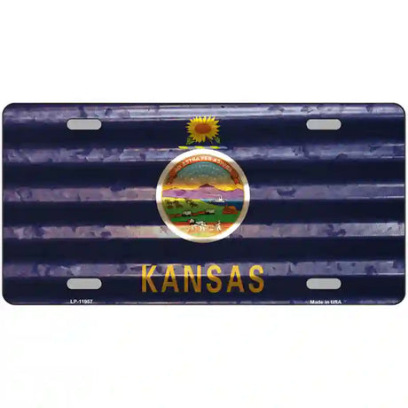 Kansas Corrugated Flag Novelty License Plate 12" x 6" (LP)