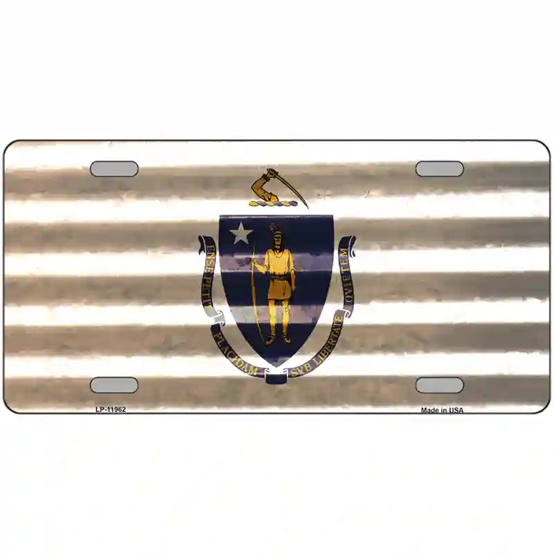 Massachusetts Corrugated Flag Novelty License Plate 12" x 6" (LP)