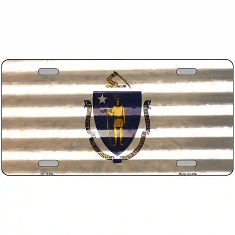 Massachusetts Corrugated Flag Novelty License Plate 12" x 6" (LP)