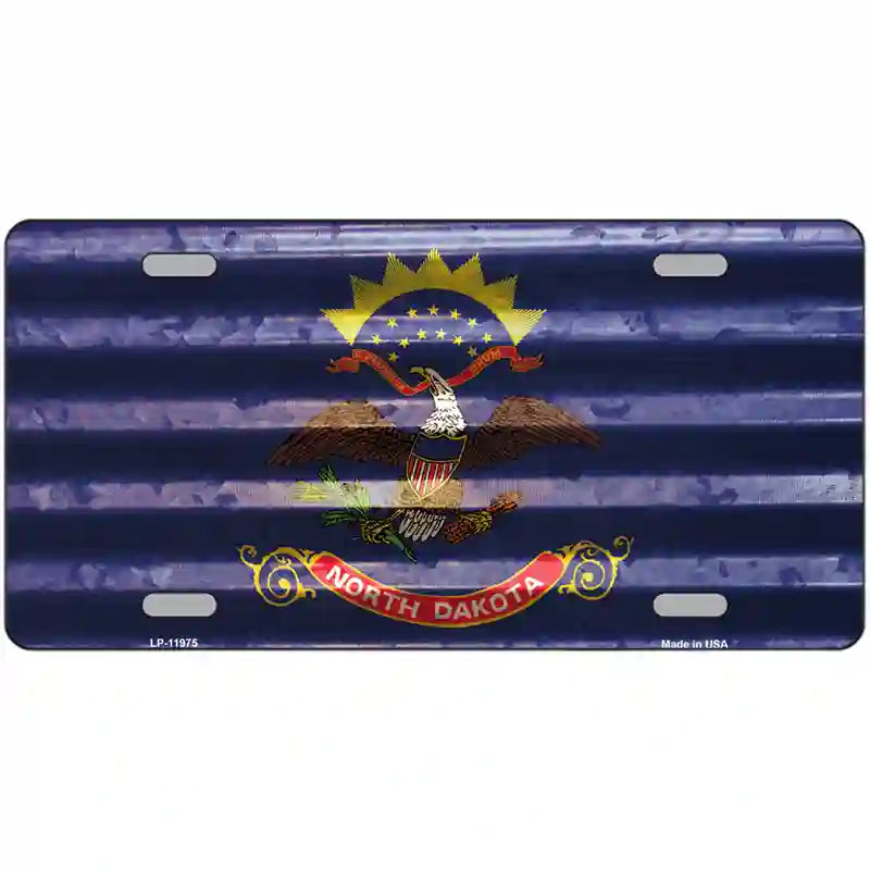 North Dakota Corrugated Flag Novelty License Plate 12" x 6" (LP)