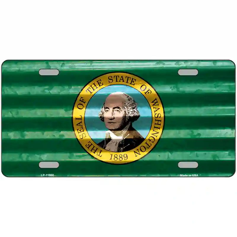 Washington Corrugated Flag Novelty License Plate 12" x 6" (LP)