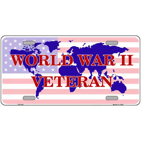 WW II Veteran Novelty Metal License Plate 12" x 6" (LP)