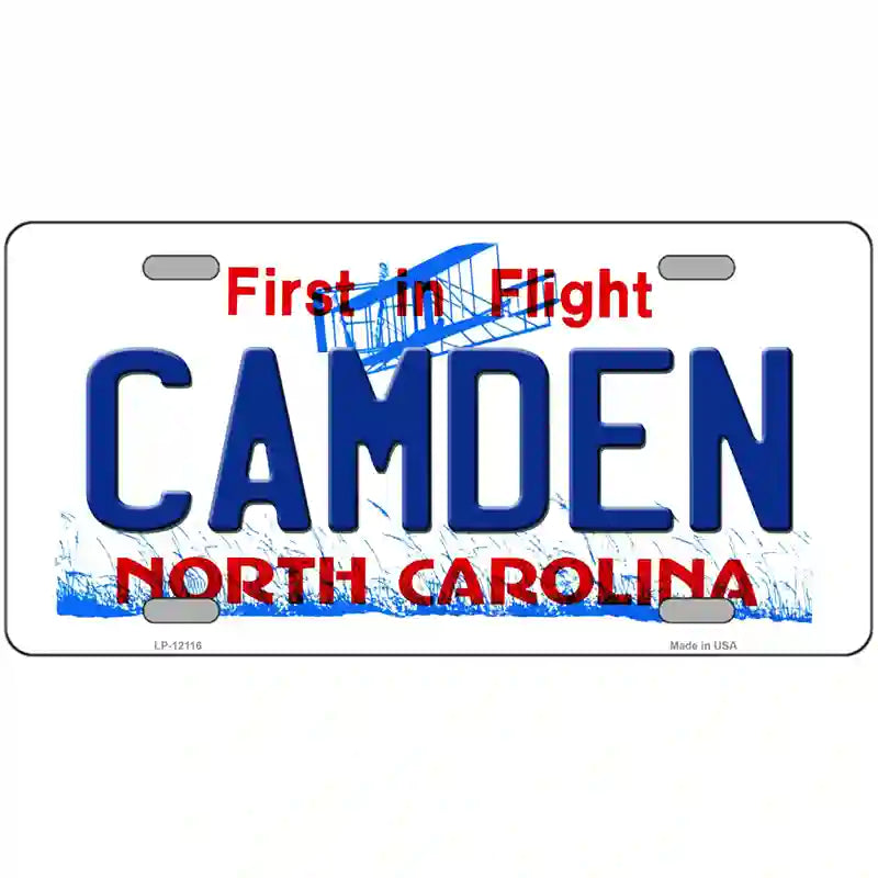 Camden North Carolina State Novelty Metal License Plate 12" x 6" (LP)