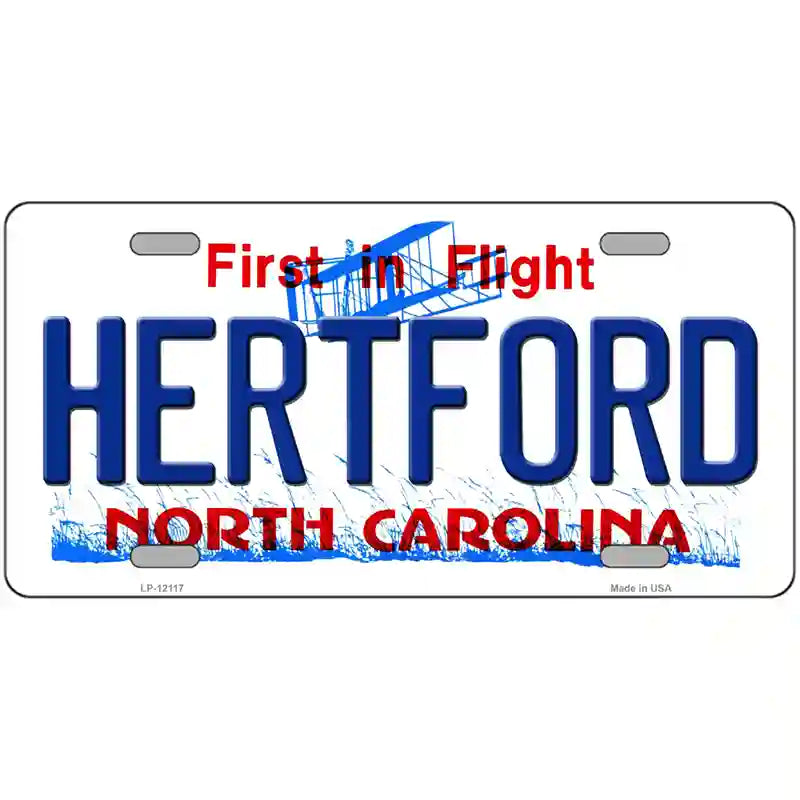 Hertford North Carolina State Novelty Metal License Plate 12" x 6" (LP)