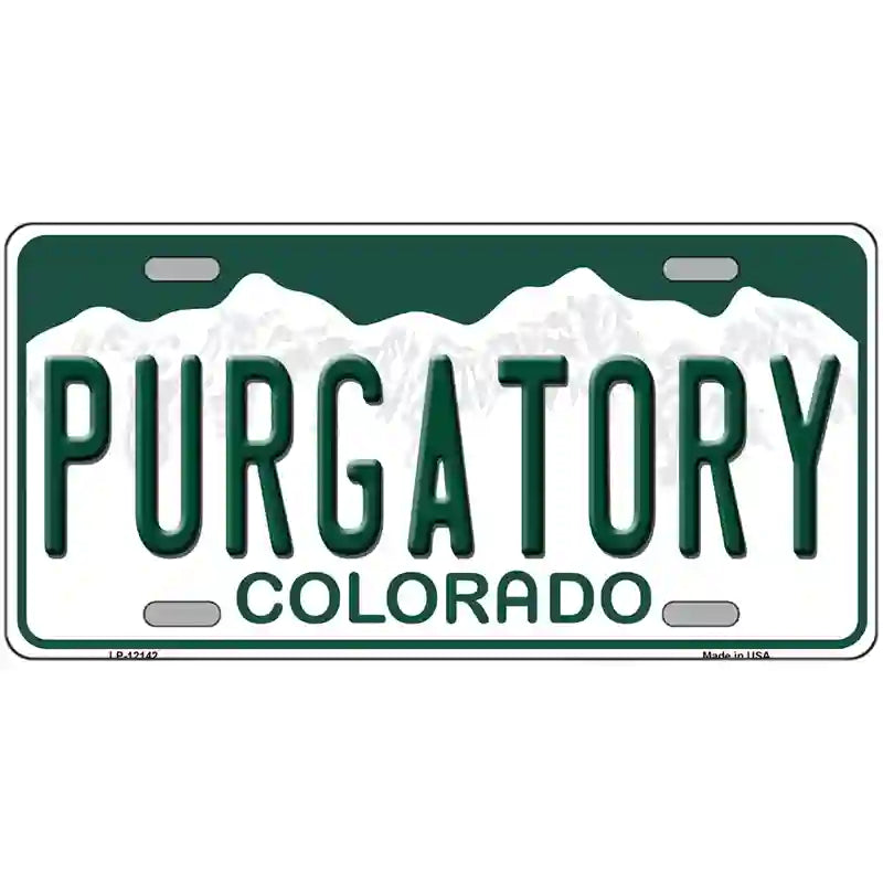 Purgatory Colorado Novelty Metal License Plate 12" x 6" (LP)