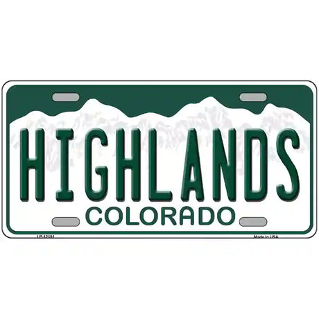 Highlands Colorado Novelty Metal License Plate 12" x 6" (LP)