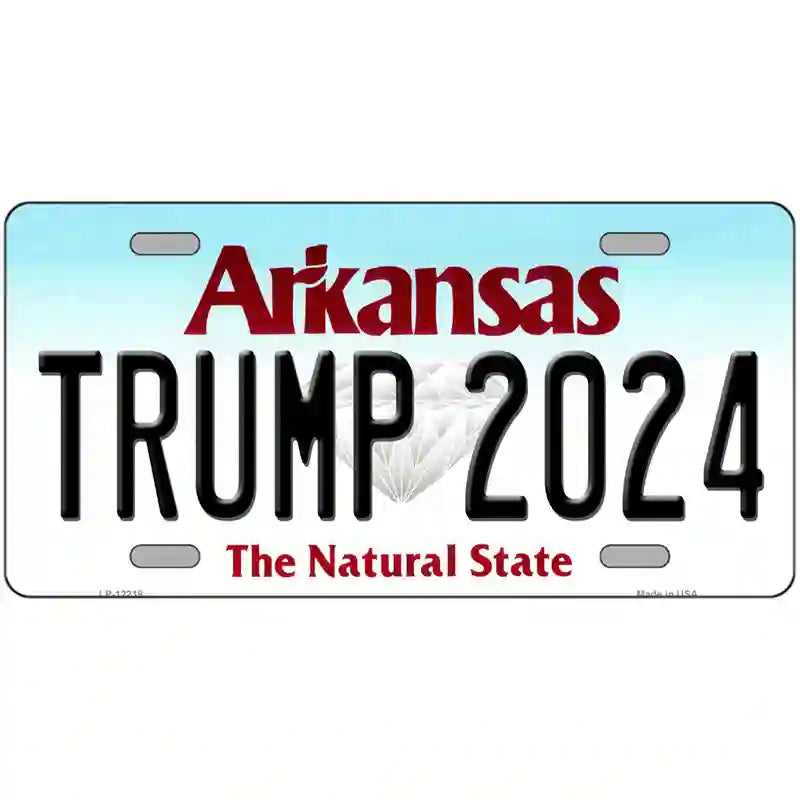 Trump 2024 Arkansas Novelty Metal License Plate 12" x 6" (LP)