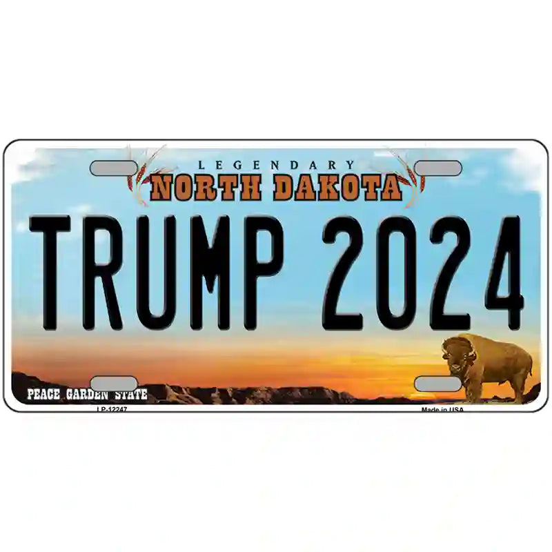 Trump 2024 North Dakota Novelty Metal License Plate 12" x 6" (LP)