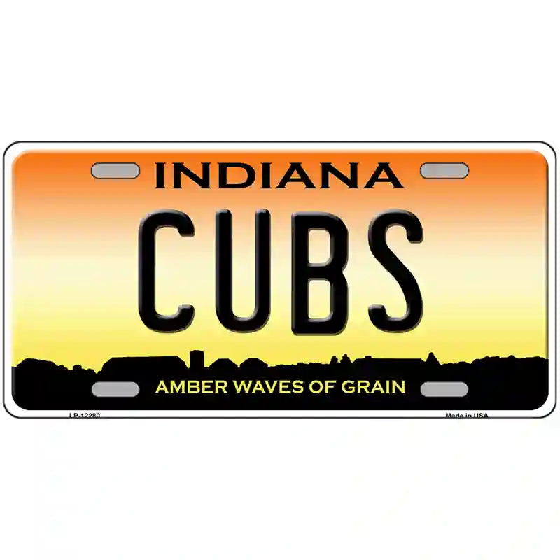 Cubs Indiana Novelty Metal License Plate 12" x 6" (LP)