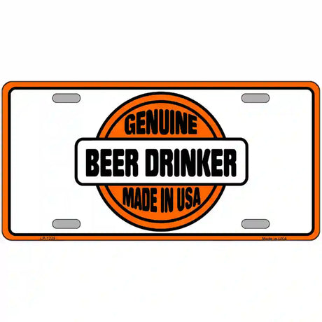 Genuine Beer Drinker Novelty Metal License Plate 12" x 6" (LP)