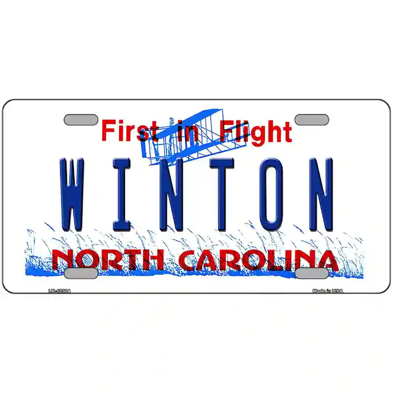 North Carolina Winton Novelty Metal License Plate 12" x 6" (LP)