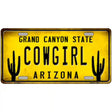 Arizona Cowgirl Novelty Metal License Plate 12" x 6" (LP)