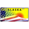 Alaska with American Flag Novelty Metal License Plate 12" x 6" (LP)