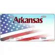 Arkansas with American Flag Novelty Metal License Plate 12" x 6" (LP)