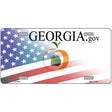 Georgia with American Flag Novelty Metal License Plate 12" x 6" (LP)