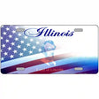 Illinois with American Flag Novelty Metal License Plate 12" x 6" (LP)