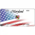 Maryland with American Flag Novelty Metal License Plate 12" x 6" (LP)