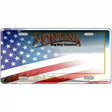 Montana with American Flag Novelty Metal License Plate 12" x 6" (LP)