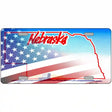 Nebraska with American Flag Novelty Metal License Plate 12" x 6" (LP)