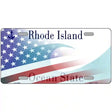 Rhode Island with American Flag Novelty Metal License Plate 12" x 6" (LP)