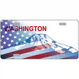 Washington with American Flag Novelty Metal License Plate 12" x 6" (LP)