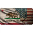 California/American Flag Novelty Metal License Plate 12" x 6" (LP)