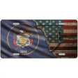 Utah/American Flag Novelty Metal License Plate 12" x 6" (LP)