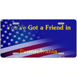 Pennsylvania with American Flag Novelty Metal License Plate LP-12448 12" x 6" (LP)